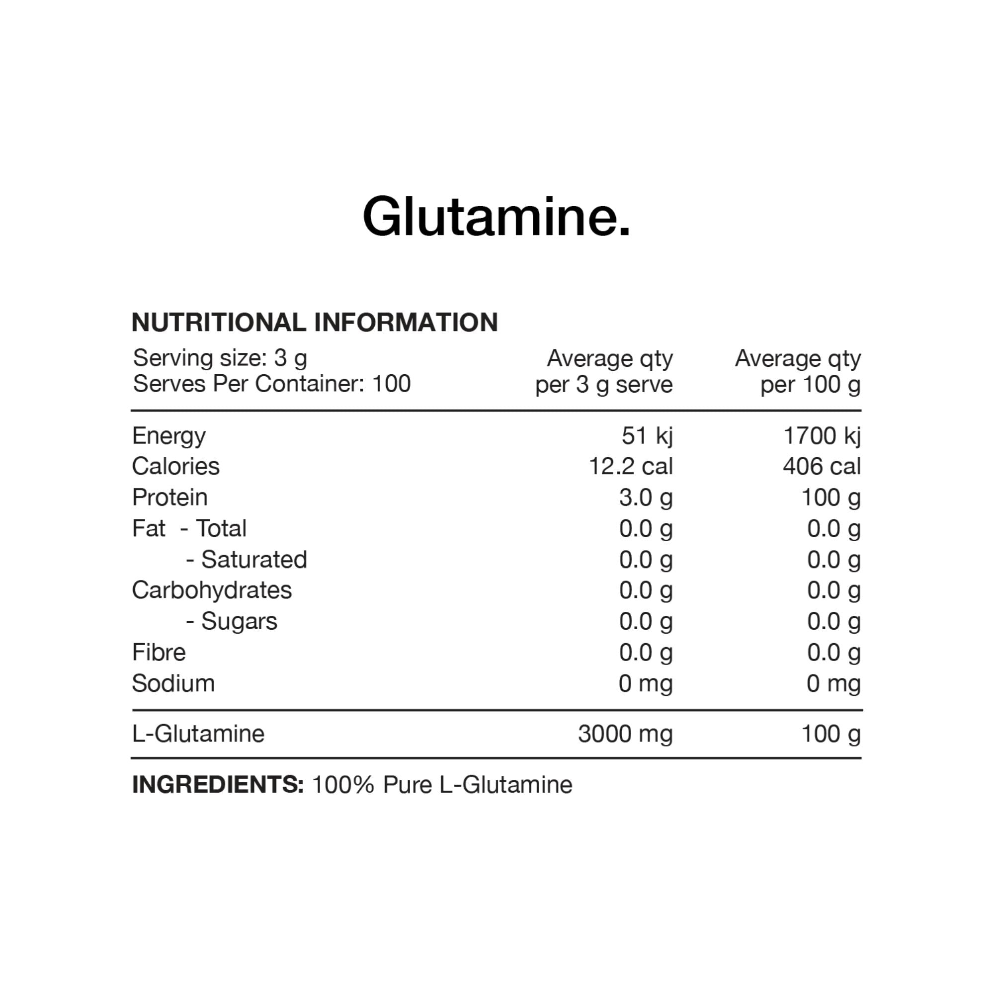 Switch Nutrition 100% Pure L-Glutamine - 300g with 100 servings, unflavoured amino acid supplement.