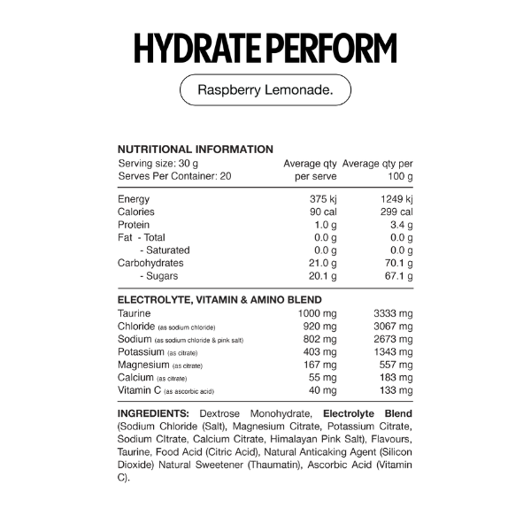 Hydrate Perform Electrolytes & Carbs by Switch Nutrition