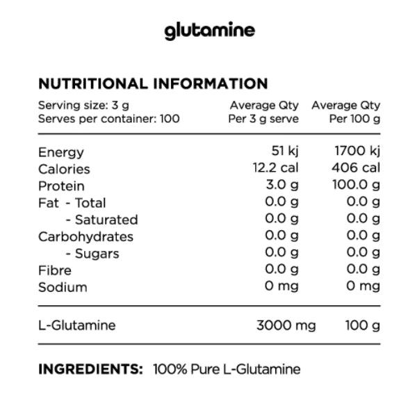 Switch Nutrition 100% Pure L-Glutamine - 300g with 100 servings, unflavoured amino acid supplement.