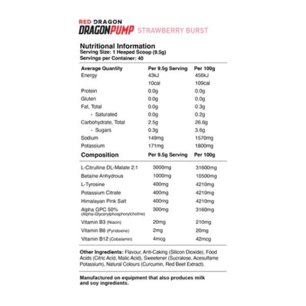 Dragon Pump Non-Stim Pre-Workout by Red Dragon Nutritionals – Caffeine-Free, TGA-Compliant Formula | East Coast Supplements