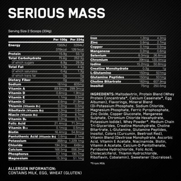 Optimum Nutrition Serious Mass – High-Protein Weight Gain Powder