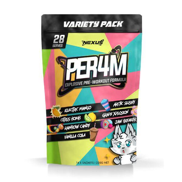 Nexus PER4M Explosive Pre-Workout Formula – Variety Pack (28 Serves)