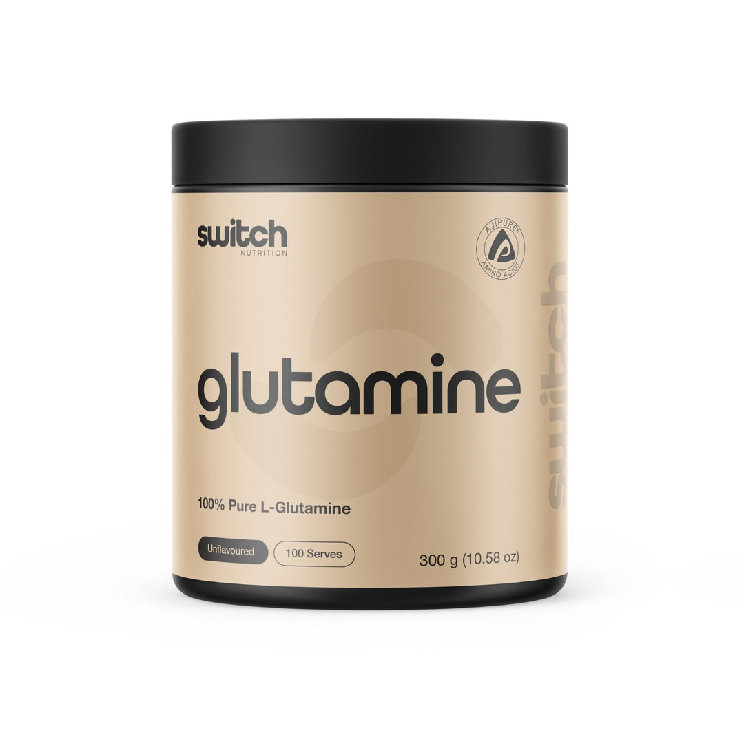Switch Nutrition 100% Pure L-Glutamine - 300g with 100 servings, unflavoured amino acid supplement.