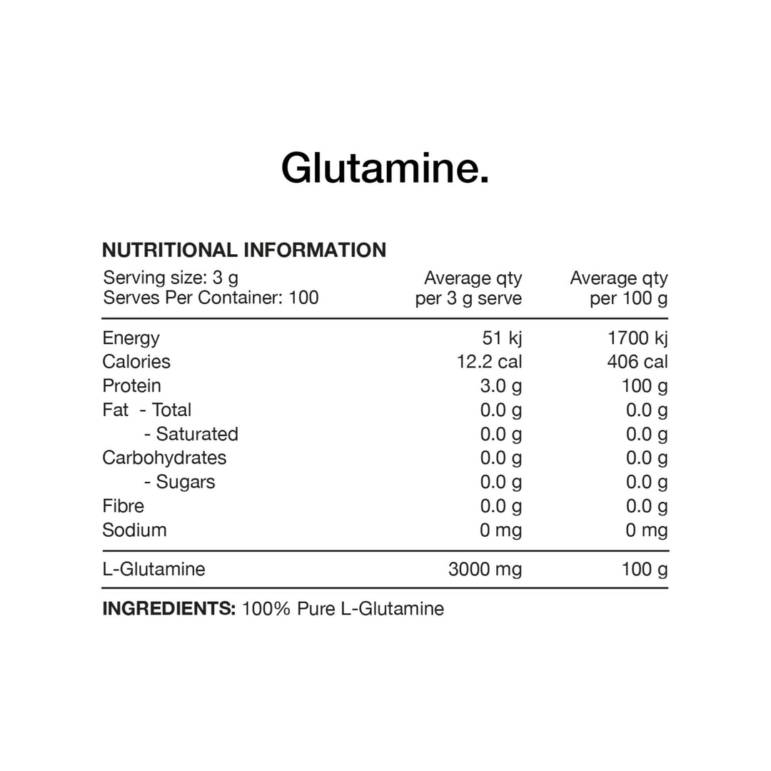 Switch Nutrition 100% Pure L-Glutamine - 300g with 100 servings, unflavoured amino acid supplement.