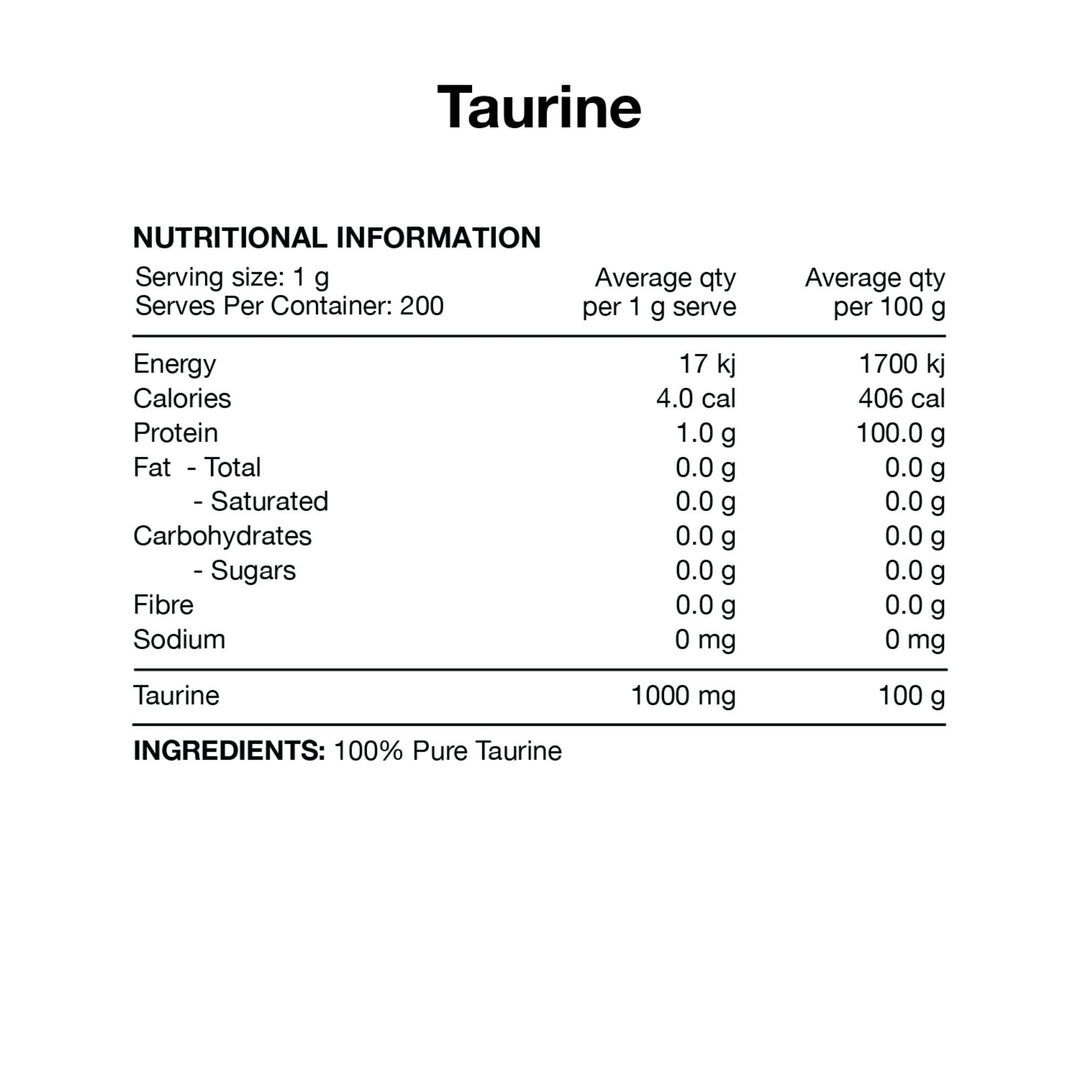 Switch Nutrition 100% Pure Taurine Powder - Unflavoured, Vegan