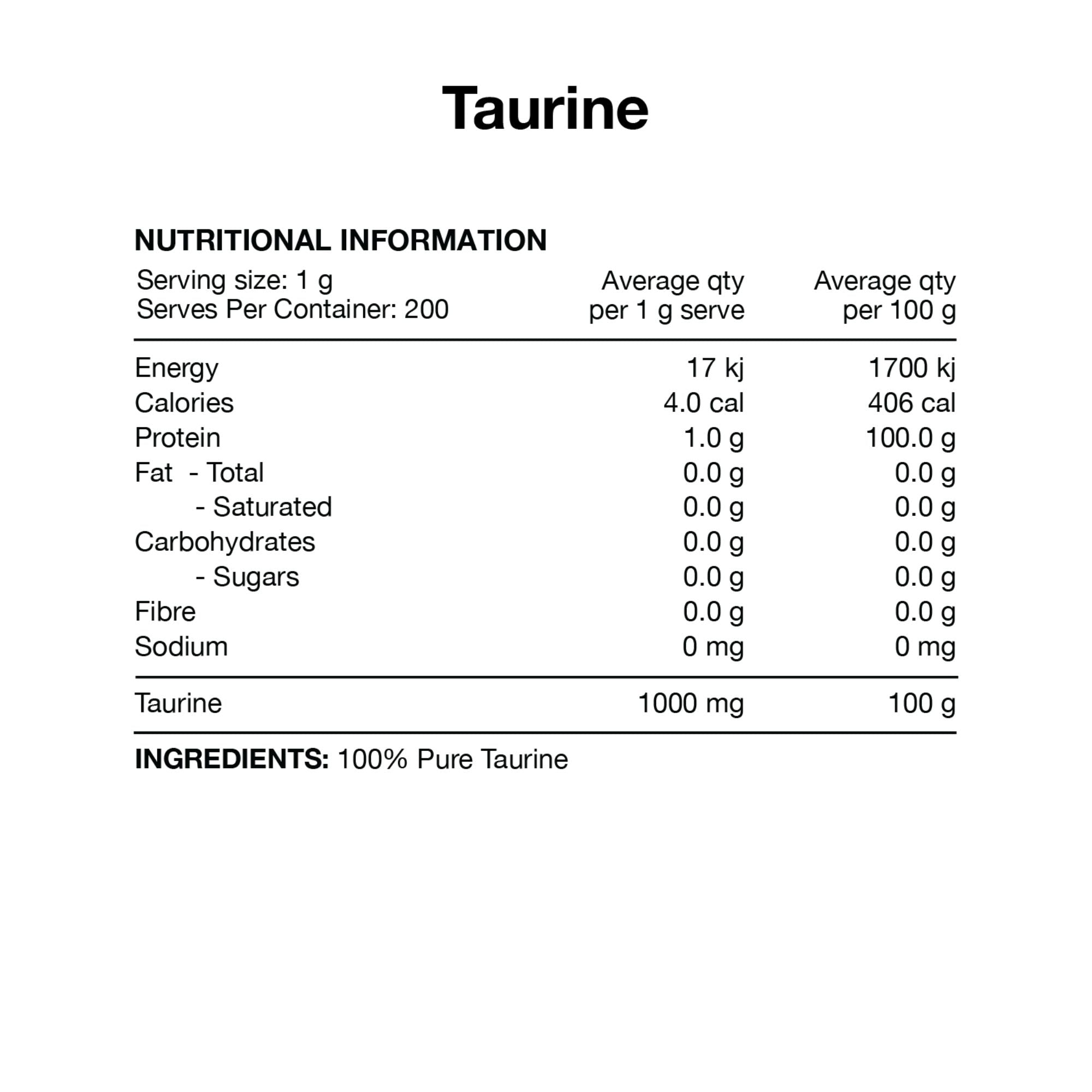 Switch Nutrition 100% Pure Taurine Powder - Unflavoured, Vegan