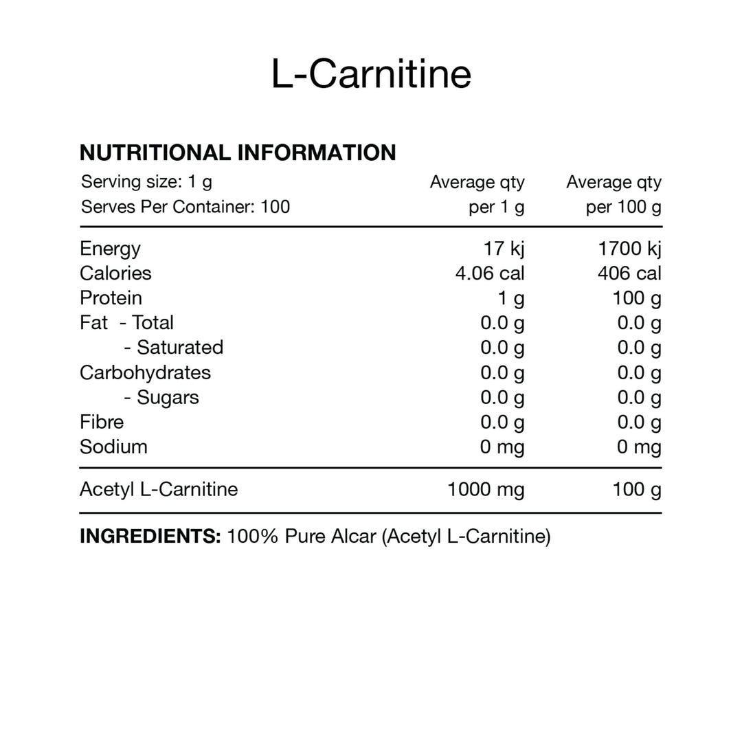 Acetyl L-Carnitine 100g Powder by Switch Nutrition