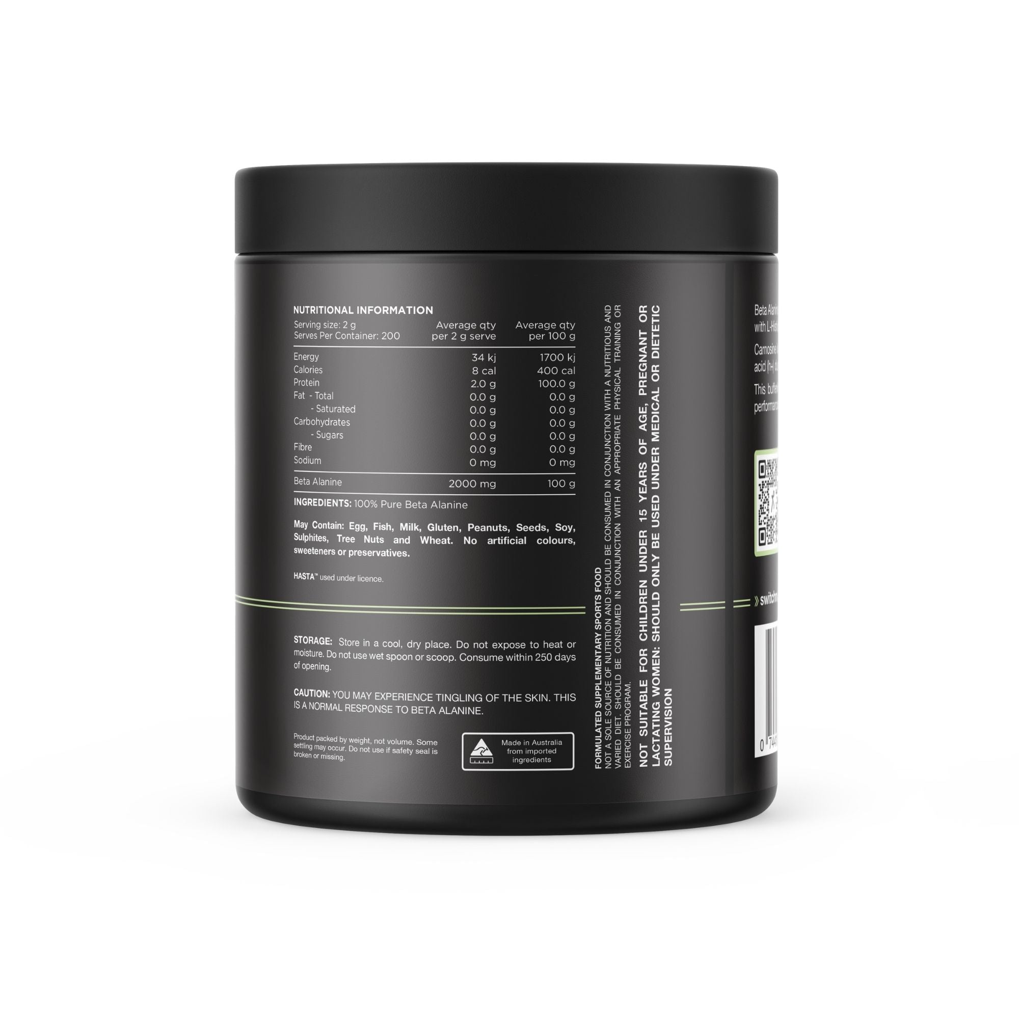 Beta Alanine HASTA Certified by Switch Nutrition