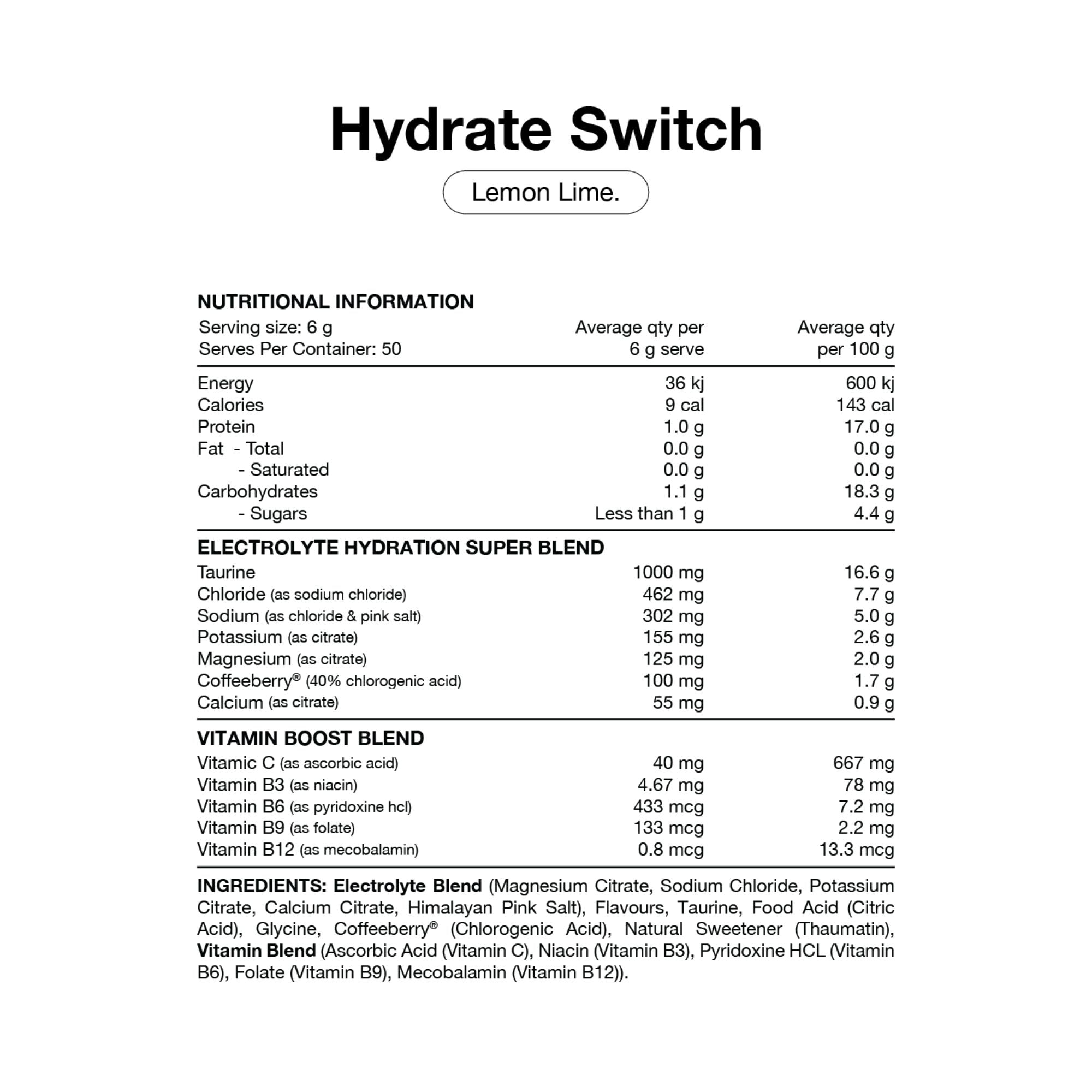 Hydrate Electrolyte Powder  by Switch Nutrition