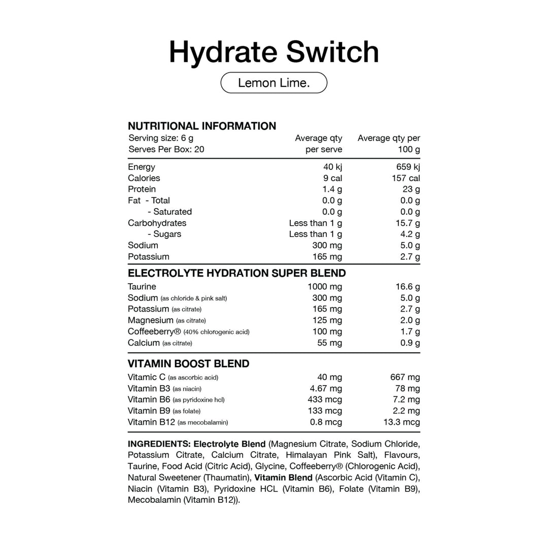 Hydrate Electrolytes Sachets by Switch Nutrition