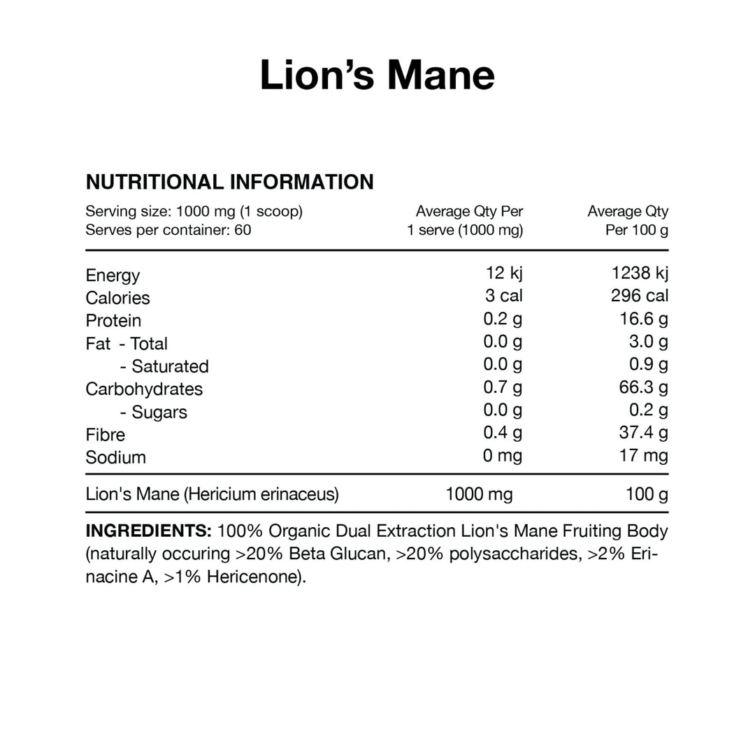 Lions Mane Mushroom Powder 60g by Switch Nutrition