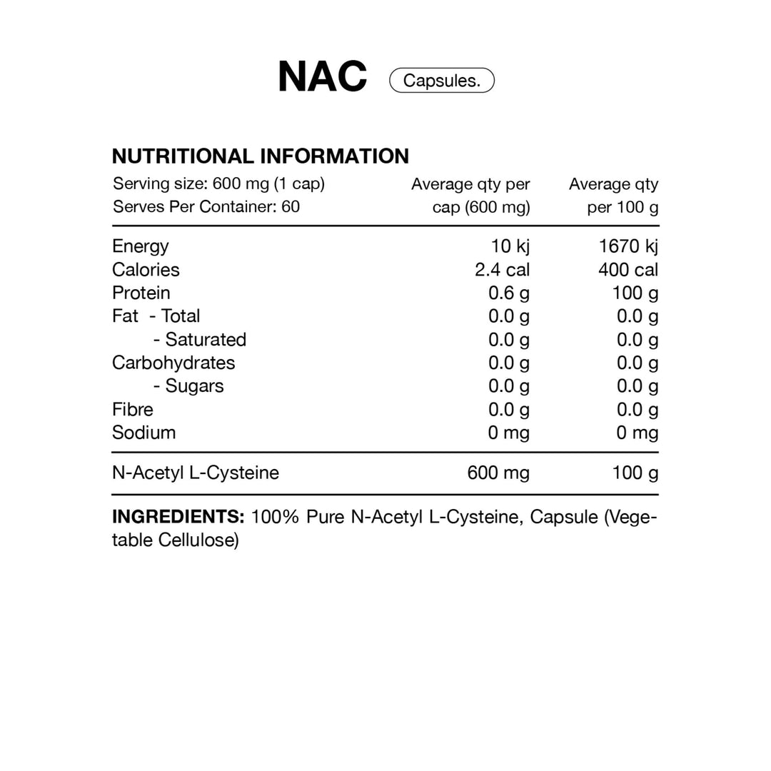 NAC N-Acetyl Cystine Capsules by Switch Nutrition
