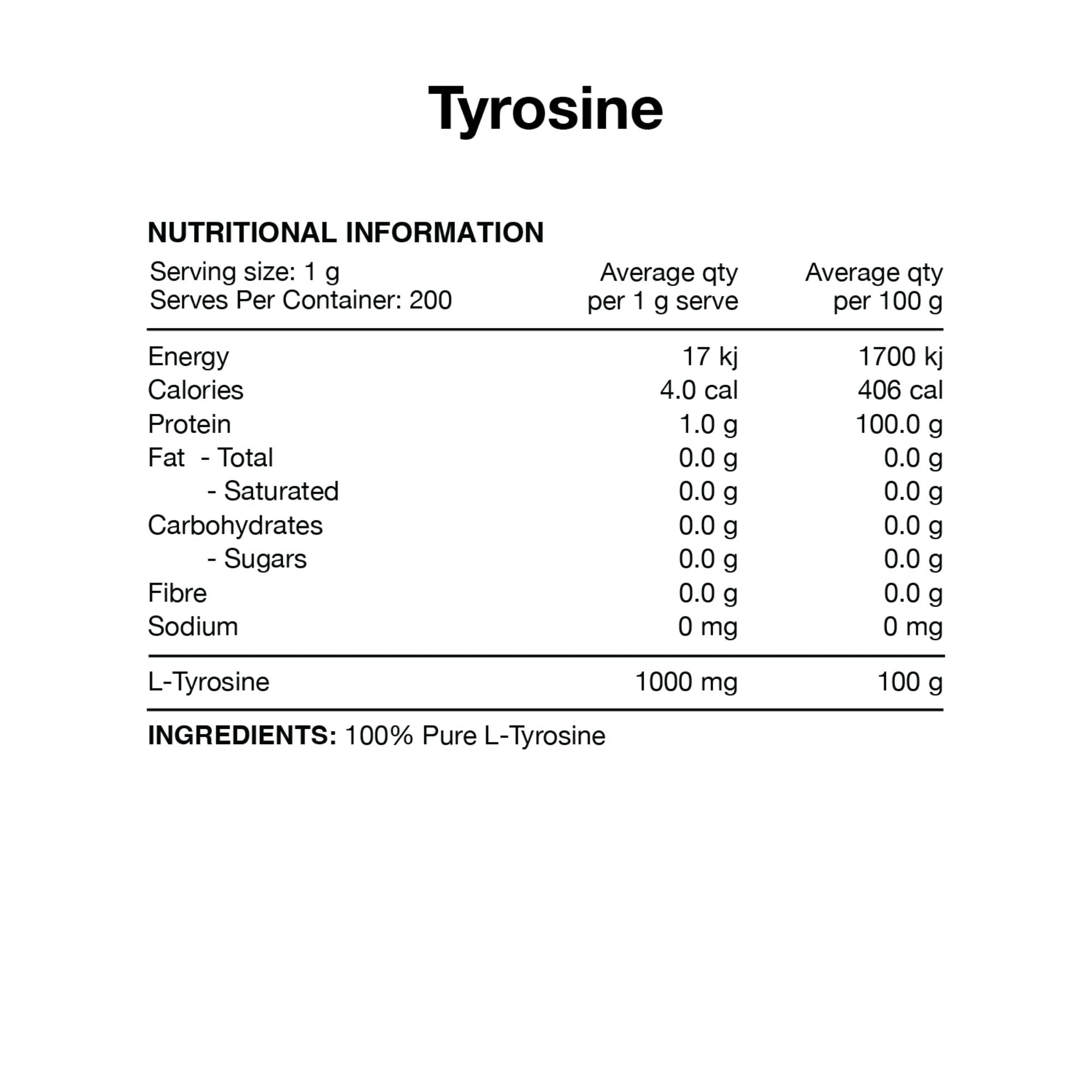 Tyrosine Powder 200g by Switch Nutrition