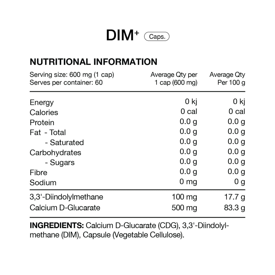 DIM+ (Diindolymethane + Calcium D-Glucarate) Capsules by Switch Nutrition