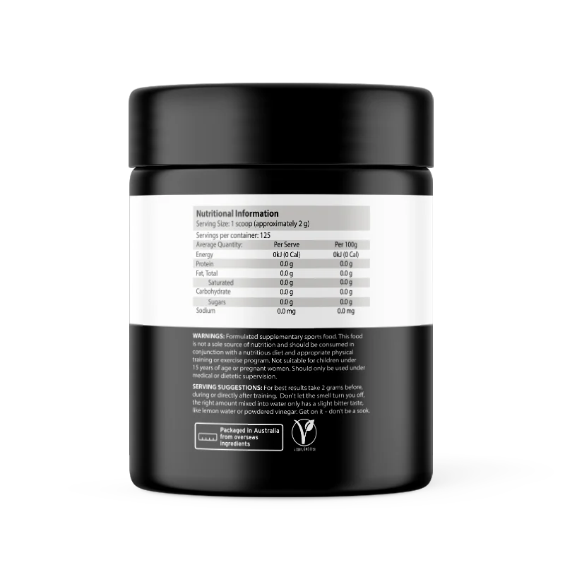 Acetyl L-Carnitine nutritional information label