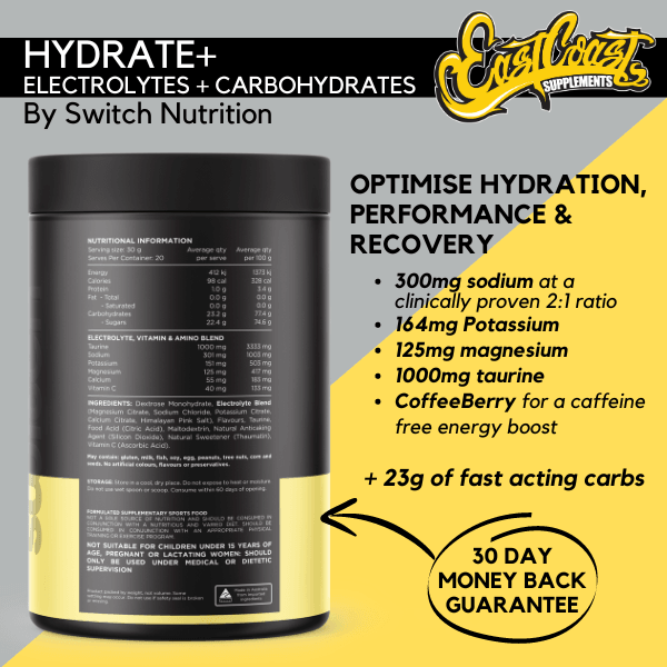 Hydrate+ Electrolytes & Carbs by Switch Nutrition