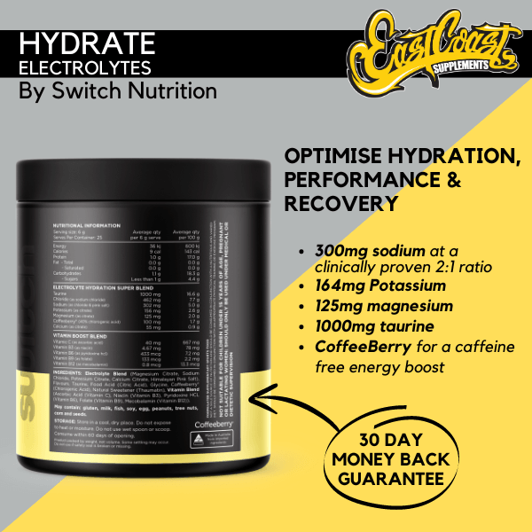 Switch Nutrition Hydrate Electrolyte Powder - Replenish & Recover | 25 Servings