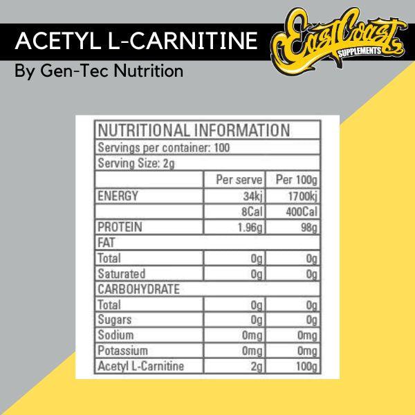 Acetyl L-Carnitine by Gen-Tec Nutrition 200g