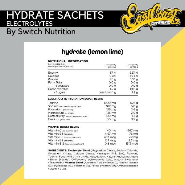 Hydrate Electrolytes Sachets by Switch Nutrition