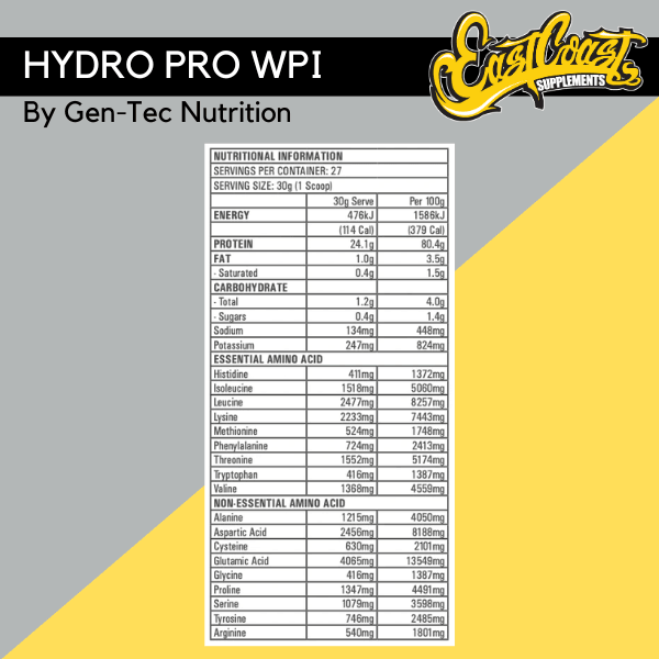 Hydro Pro WPI by Gen-Tec Nutrition HASTA Certified