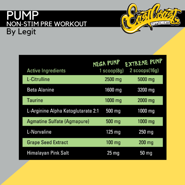 Pump Non-Stim Pre Workout by Legit Supps