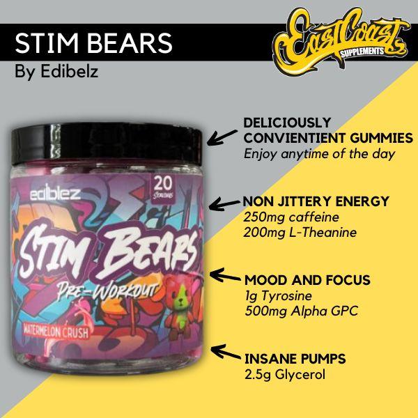 Stim Bears - Pre Workout Energy & Focus Gummies by Ediblez